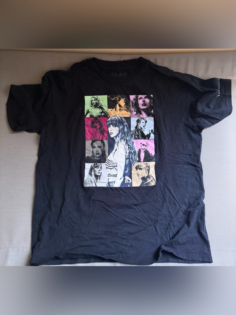 Taylor Swift Black Short Sleeve Tee with Multicolor Photo Grid - Picture 1 of 1